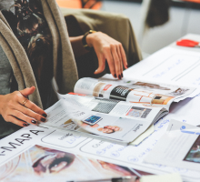 magazine spread on desk